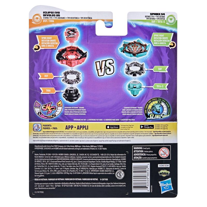 Beyblade Burst Surge Dual Collection Pack Eclipse Evo Devolos D5 and Sphinx S4