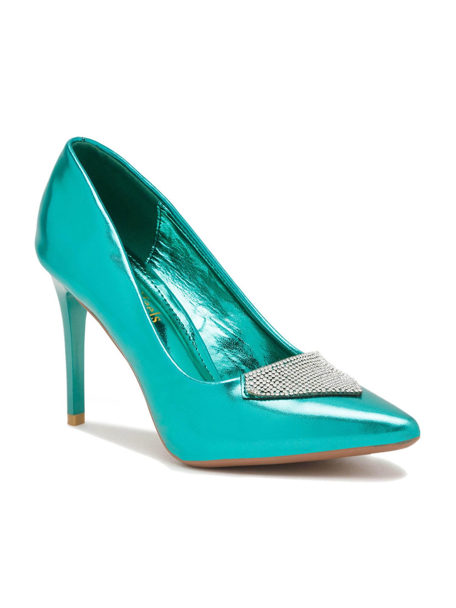 Flat N Heels Women's Green Stiletto Pumps