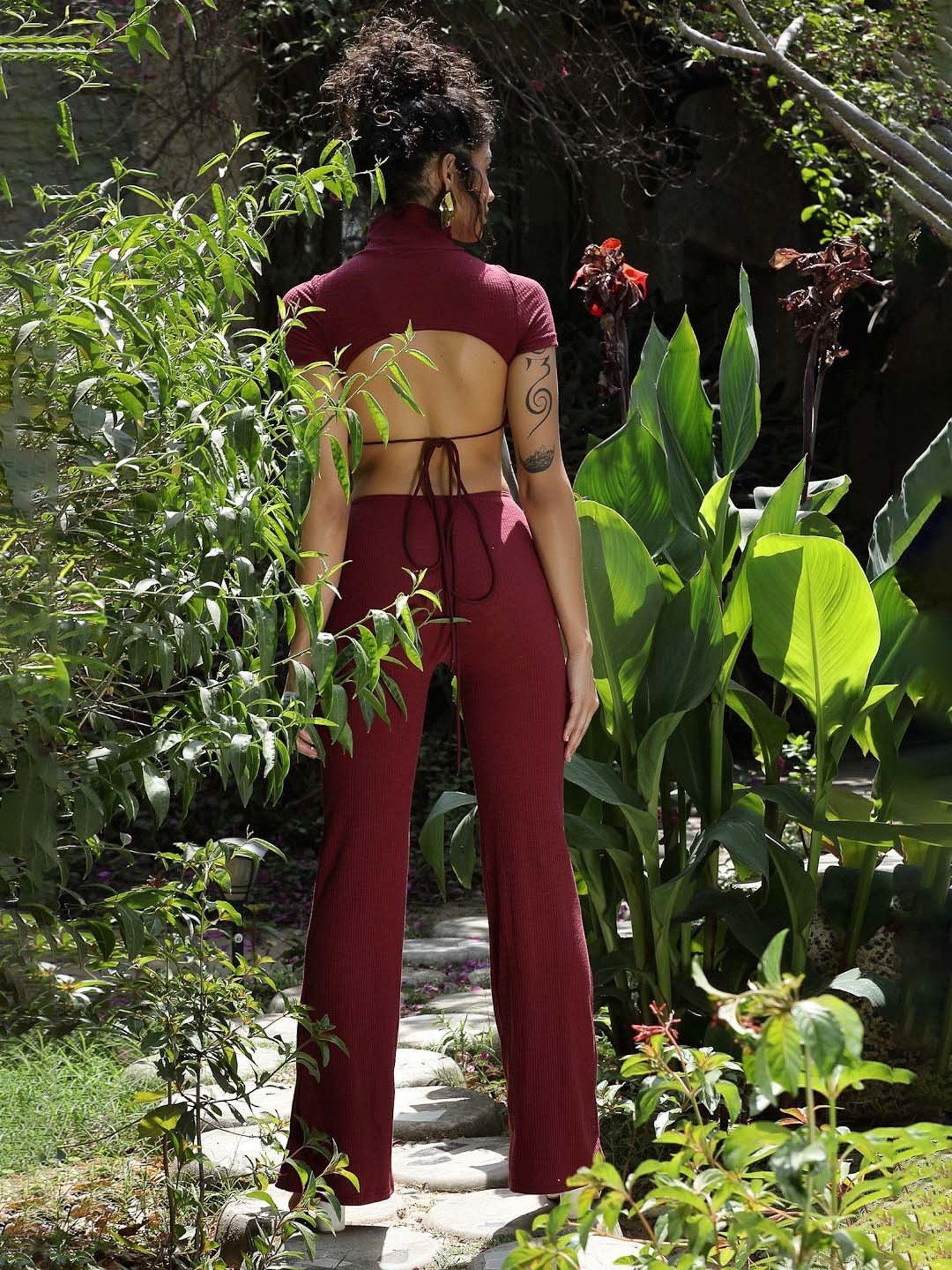 PRIZO Maroon Maxi Jumpsuit