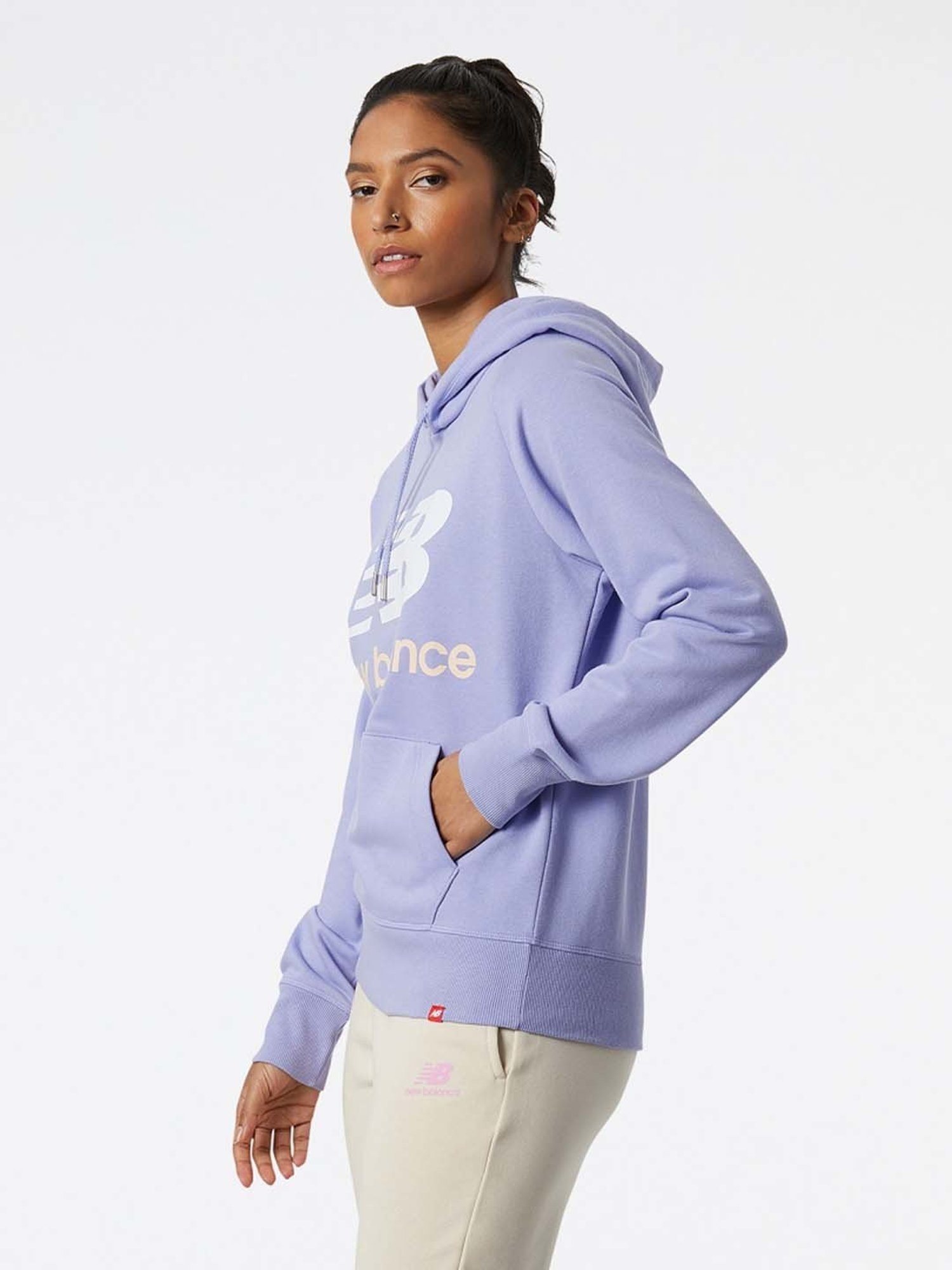 New Balance Purple Cotton Printed Sports Hoodie