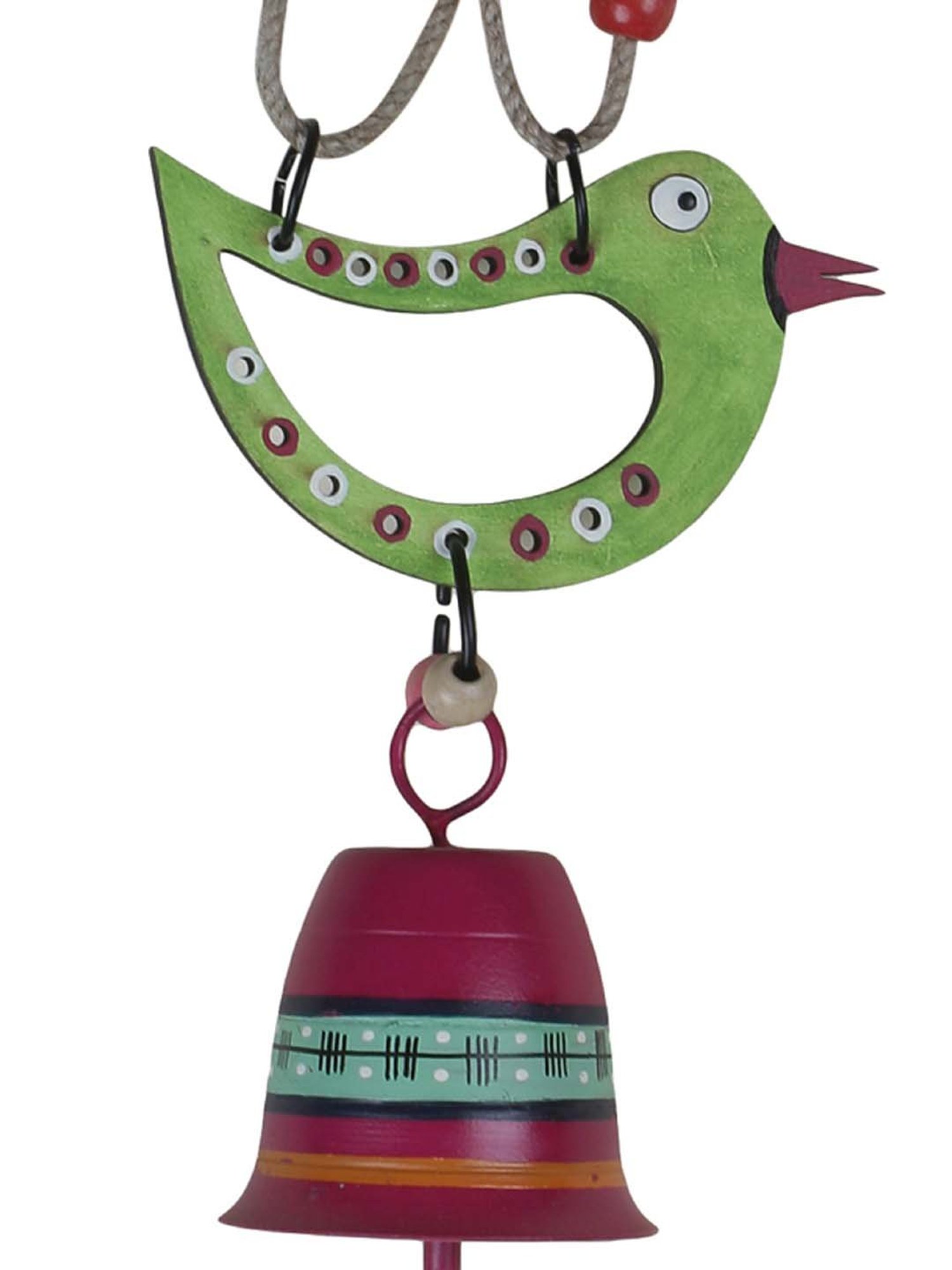 VarEesha Multicolor Wood Sparrow Tinkle Bells Windchime - Set of 2