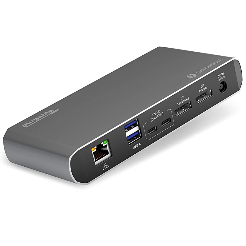 Thunderbolt 3 and USB C Dock with 60W Charging Compatible with MacBookMacBook Pro and Windows Laptops Dual DisplayPort 2X USBC 3X USB 30 Gigabit Ethernet Audio Jack Horizontal
