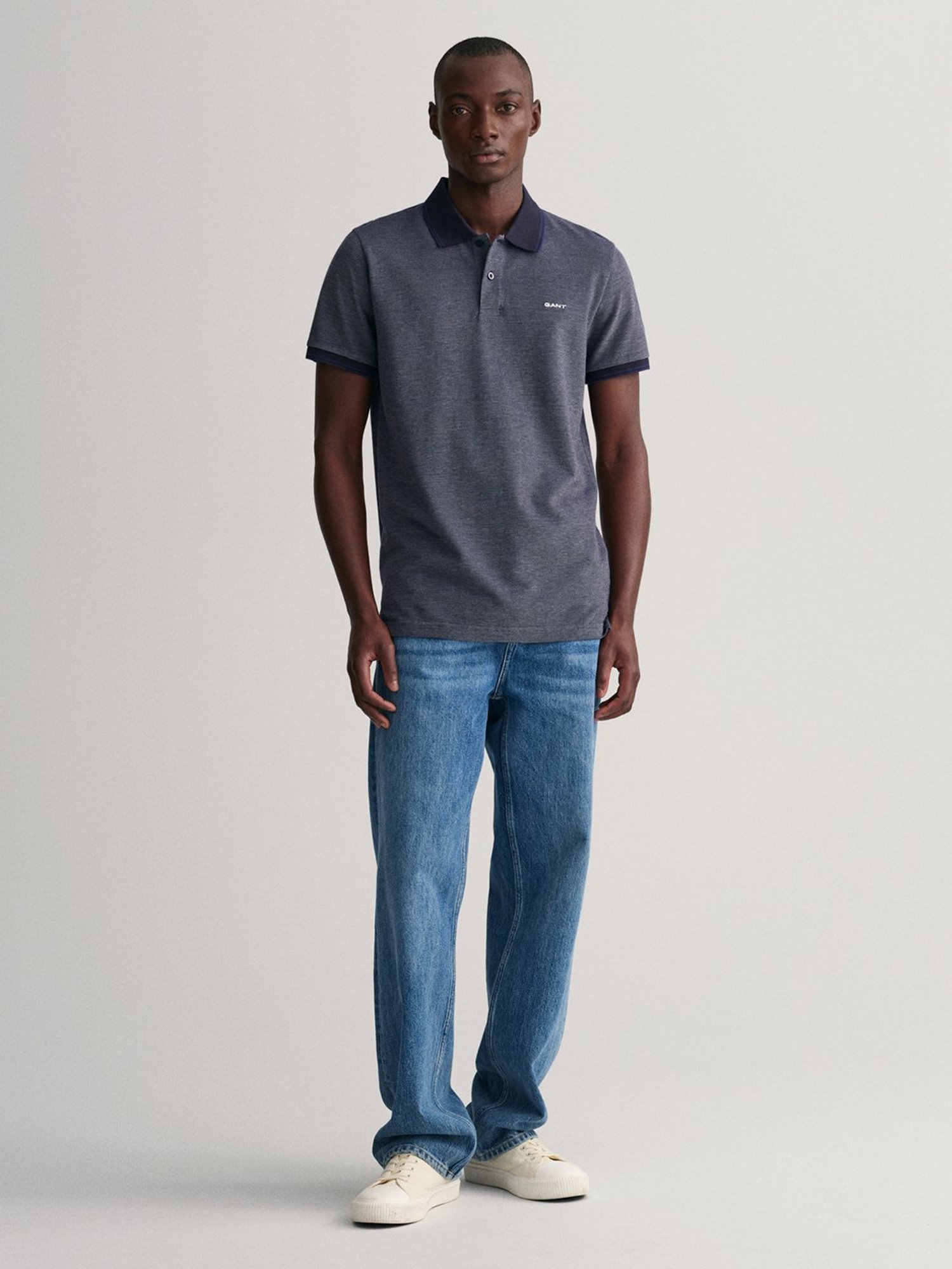 GANT Navy Regular Fit Cotton Polo T-Shirt