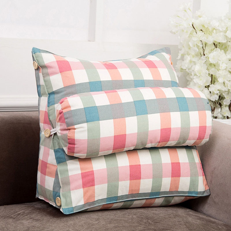Pillow Triangle Cushion Plain Large Pillow Cotton Linen Backrest Tournure For Office Chair Home  10