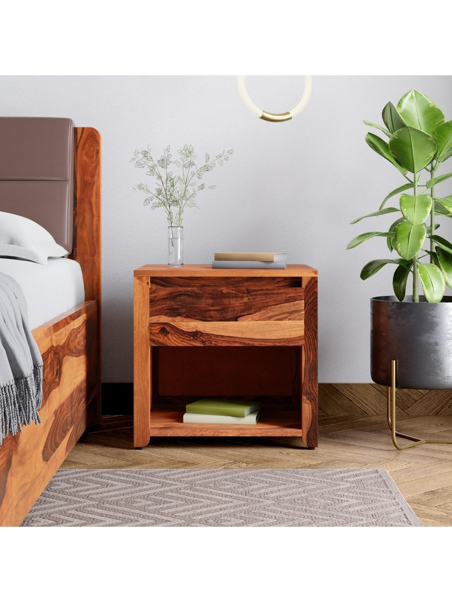 Ikiriya Avina Solid Dark Brown Wood End Table