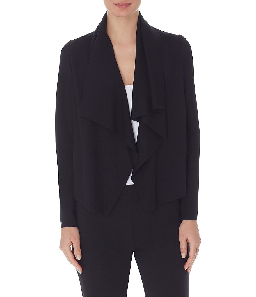 Eva Varro Solid Knit Jersey Notch Lapel Collar Two-Button Jacket