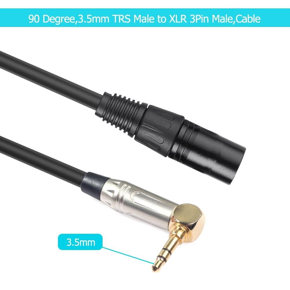 0.3m 90 Degree 3.5mm Stereo TRS Male to XLR 3Pin Male Audio Cable Wire Cord (1pcs)