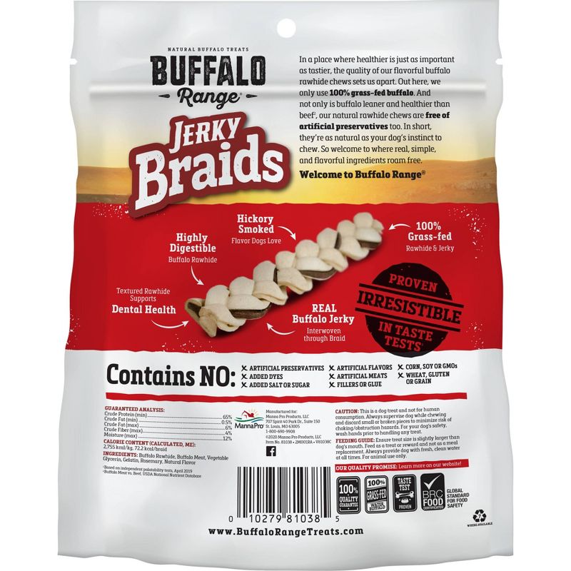Buffalo Range Jerky Braids Smoked Dog Treats - 20ct