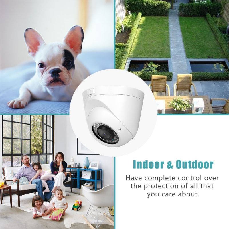 HD 1080P 4-in-1 (TVI/AHD/CVI/CVBS) Security Dome Camera, 2.8mm-12mm Manual Focus/Zoom Varifocal Lens, Weatherproof Metal Housing 36 IR-LEDs Day & Night Monitoring (White) TMEZON