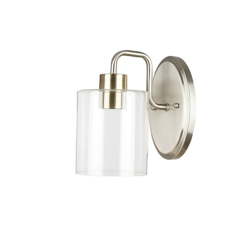 5.25" 1-Light Metal Bath Vanity Wall Sconce with Glass Shade Silver - Cresswell Lighting