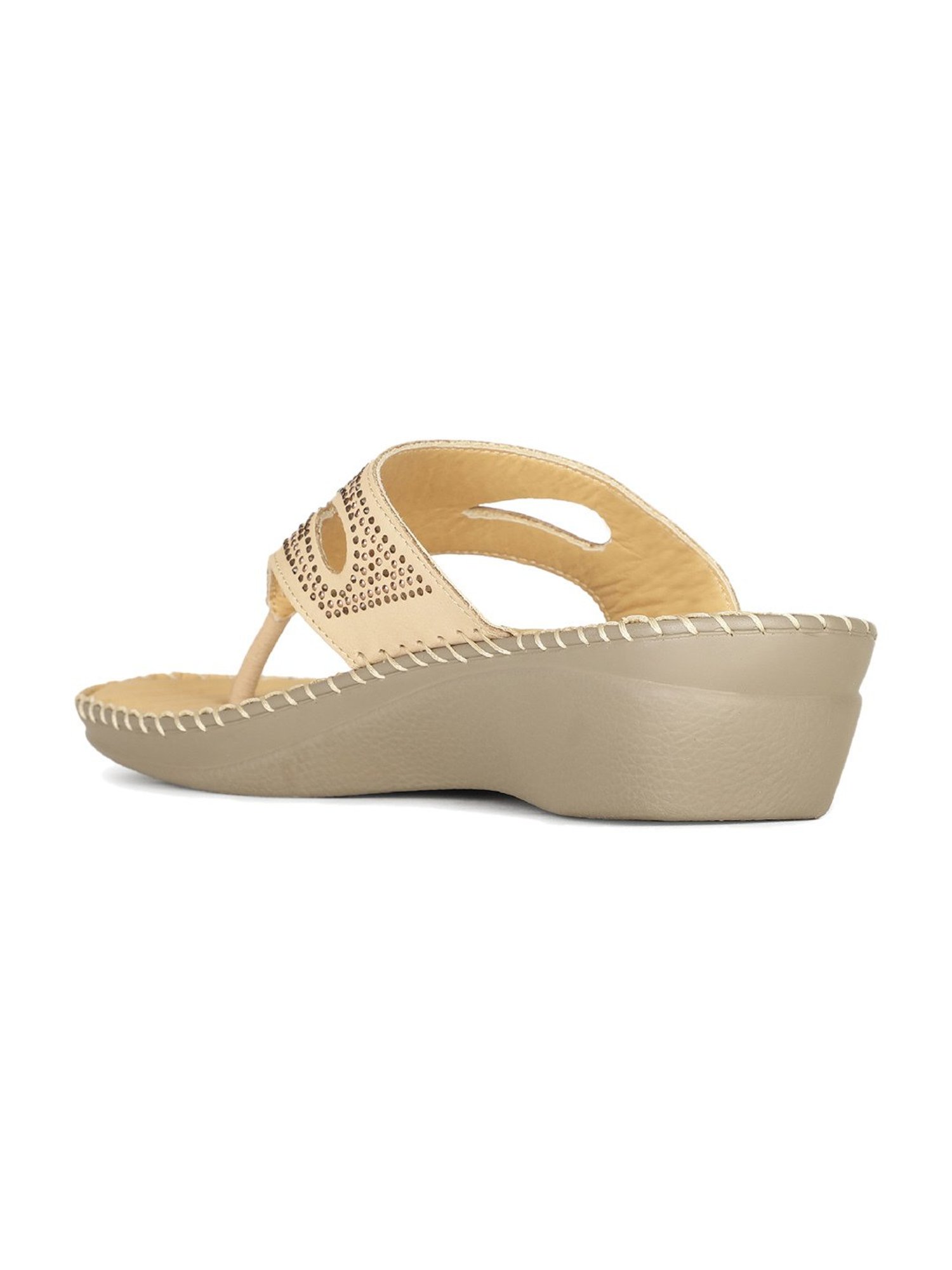 Scholl by Bata Women's Beige Thong Wedges