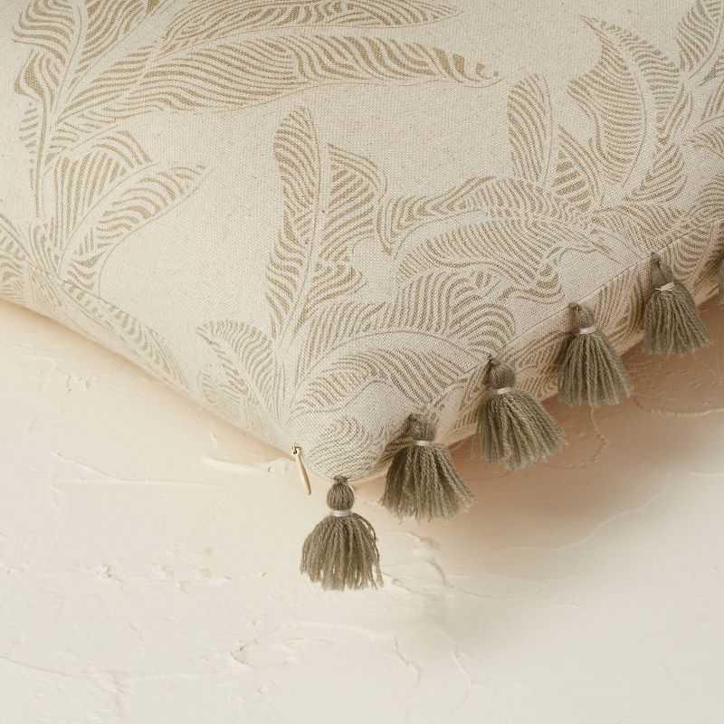 Printed Botanical Textured Linen Square Throw Pillow Neutral - Opalhouse™ designed with Jungalow™