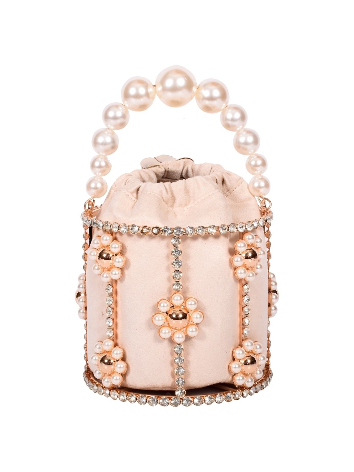 SASSORA IVORY Pink Leather Embellished Handbag