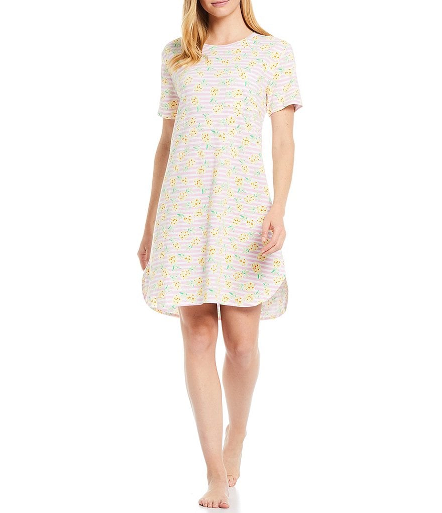 Sleep Sense Stripe & Pineapple Printed Jersey Knit Sleepshirt