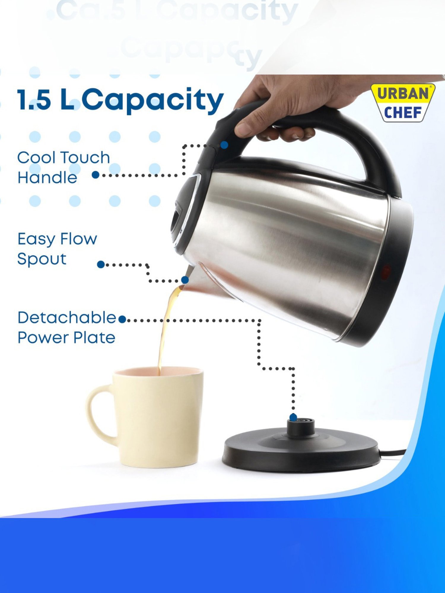 Pigeon by Stovekraft Swift Multi Cook Kettle 1.5L (Blue)