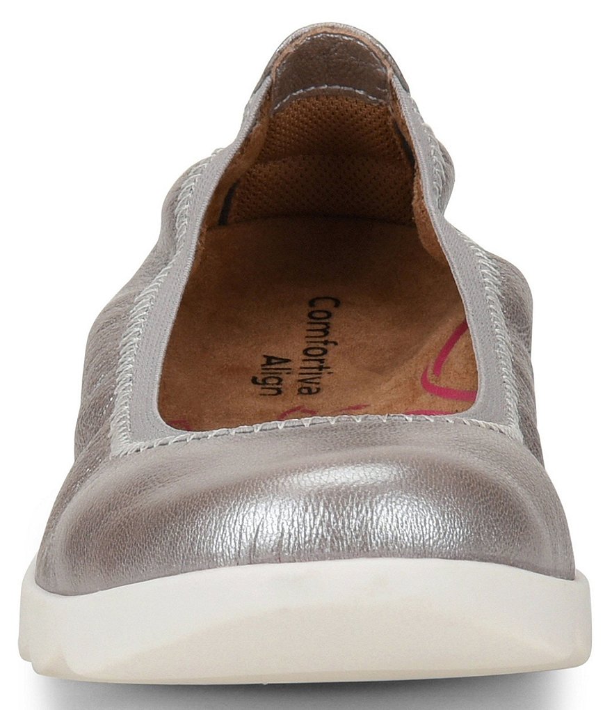 Comfortiva Grace Metallic Leather Elastic Skimmers Flats