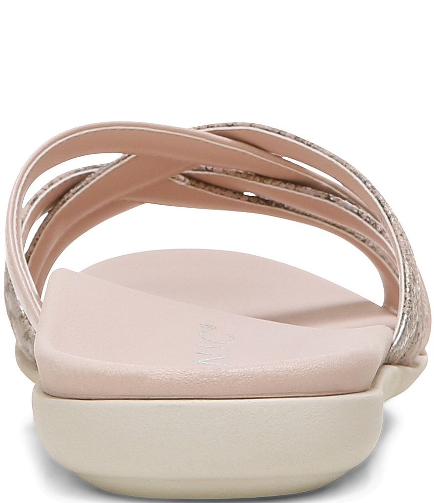 Vionic Dava Snake Print Leather Slide Sandals