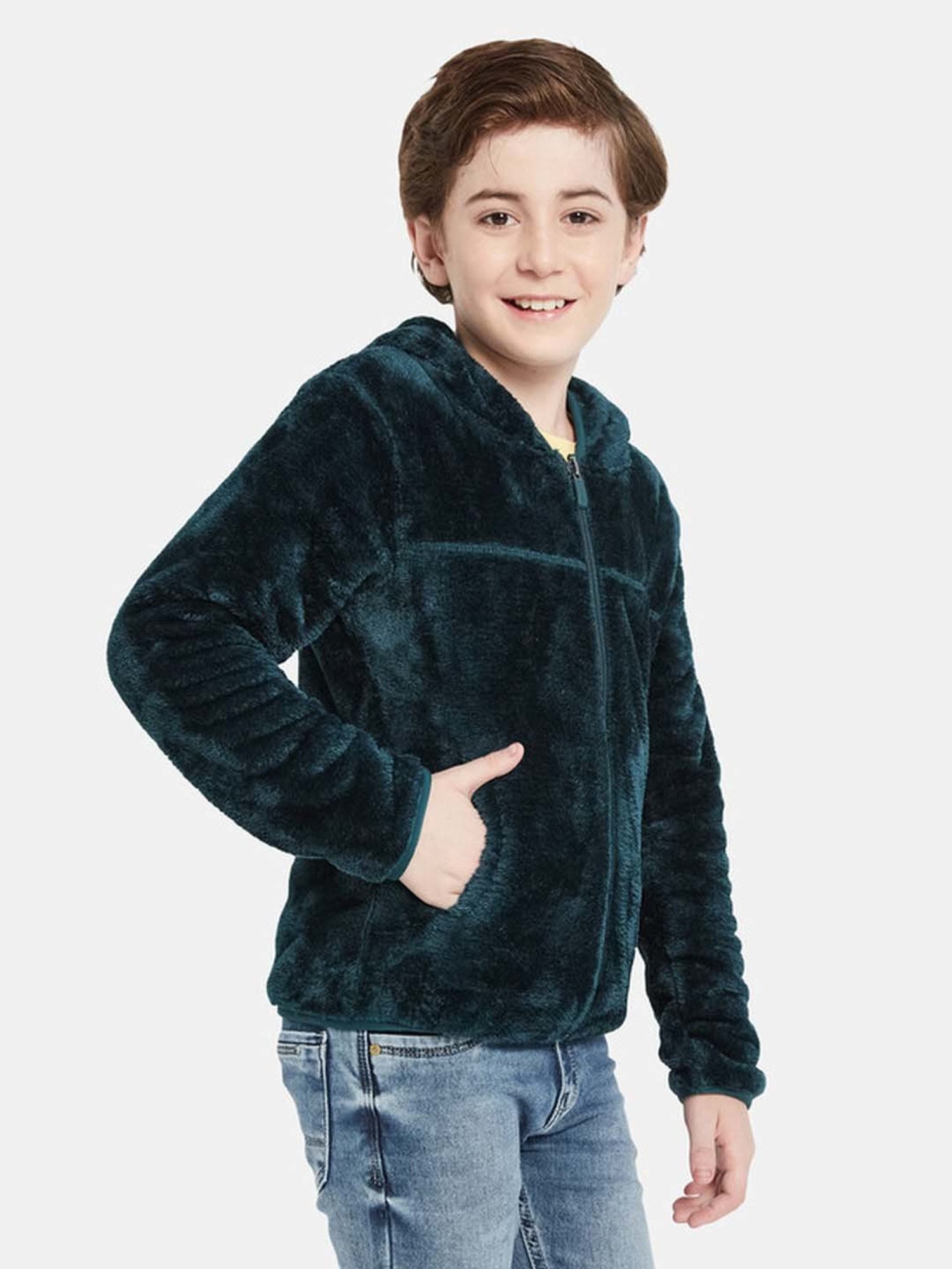 Octave Kids Teal Blue Regular Fit Full Sleeves Sweatshirt