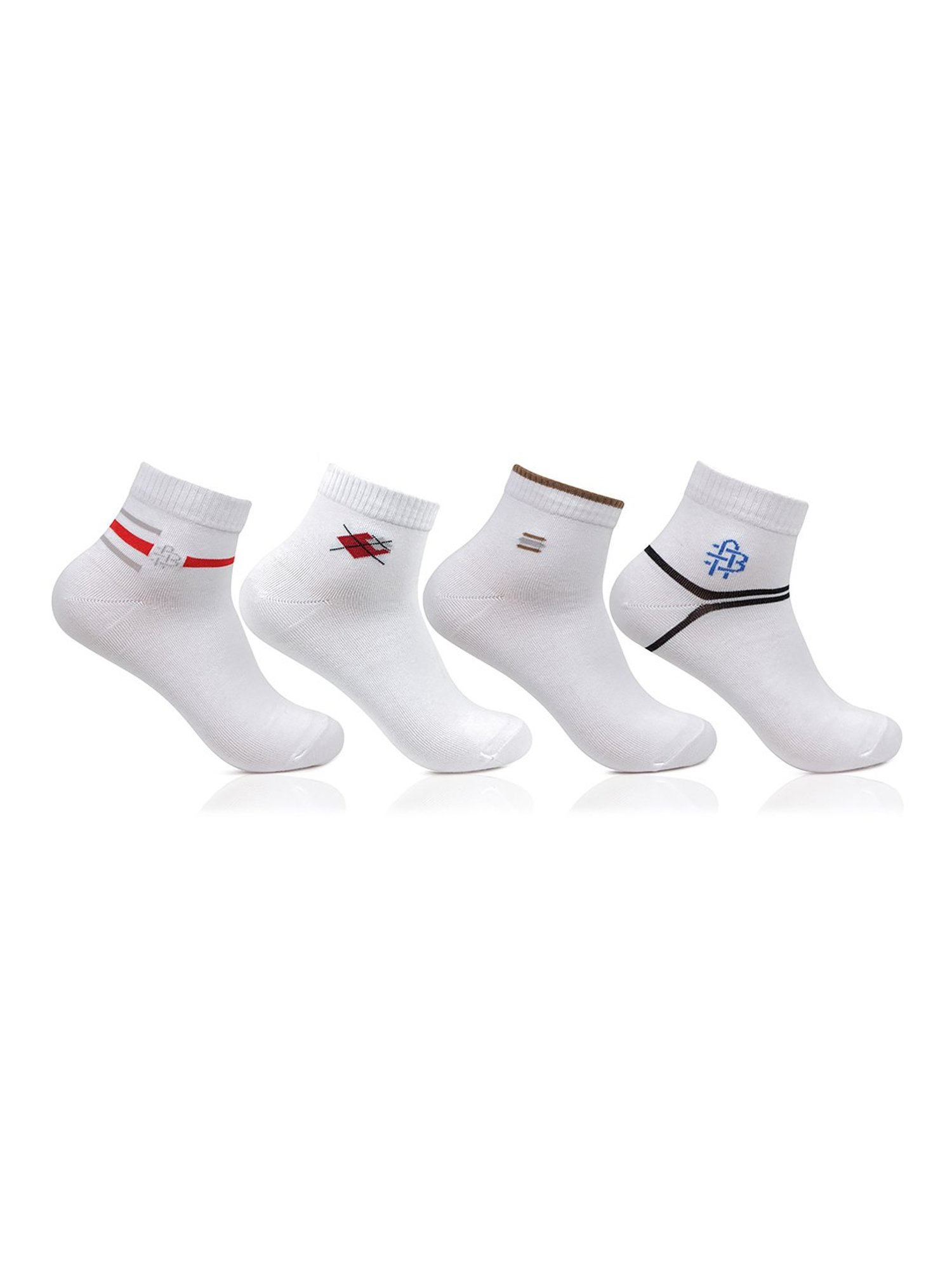 Bonjour White Printed Socks - Pack of 4
