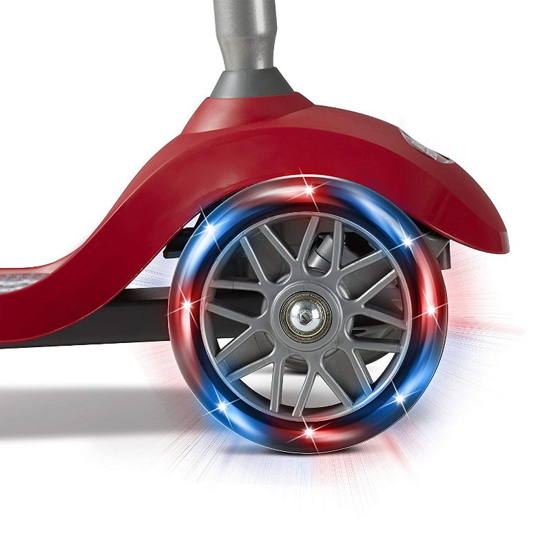 Radio Flyer 549BZ Lean 'N Glide Kids 3-Wheel Scooter with Light Up Wheels, Red