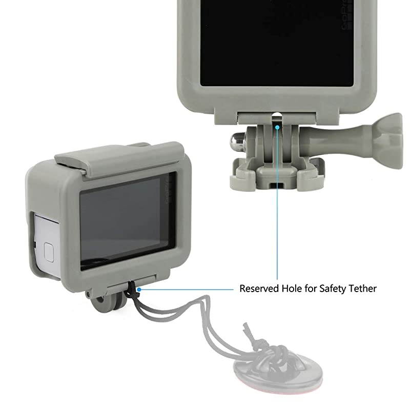 Frame Mount Housing Case for GoPro Hero 5 6 7 Black White Silver Hero 2018 Cameras Protective Housing with Buckle and Screw, All Slots Fully Accessible - Gray