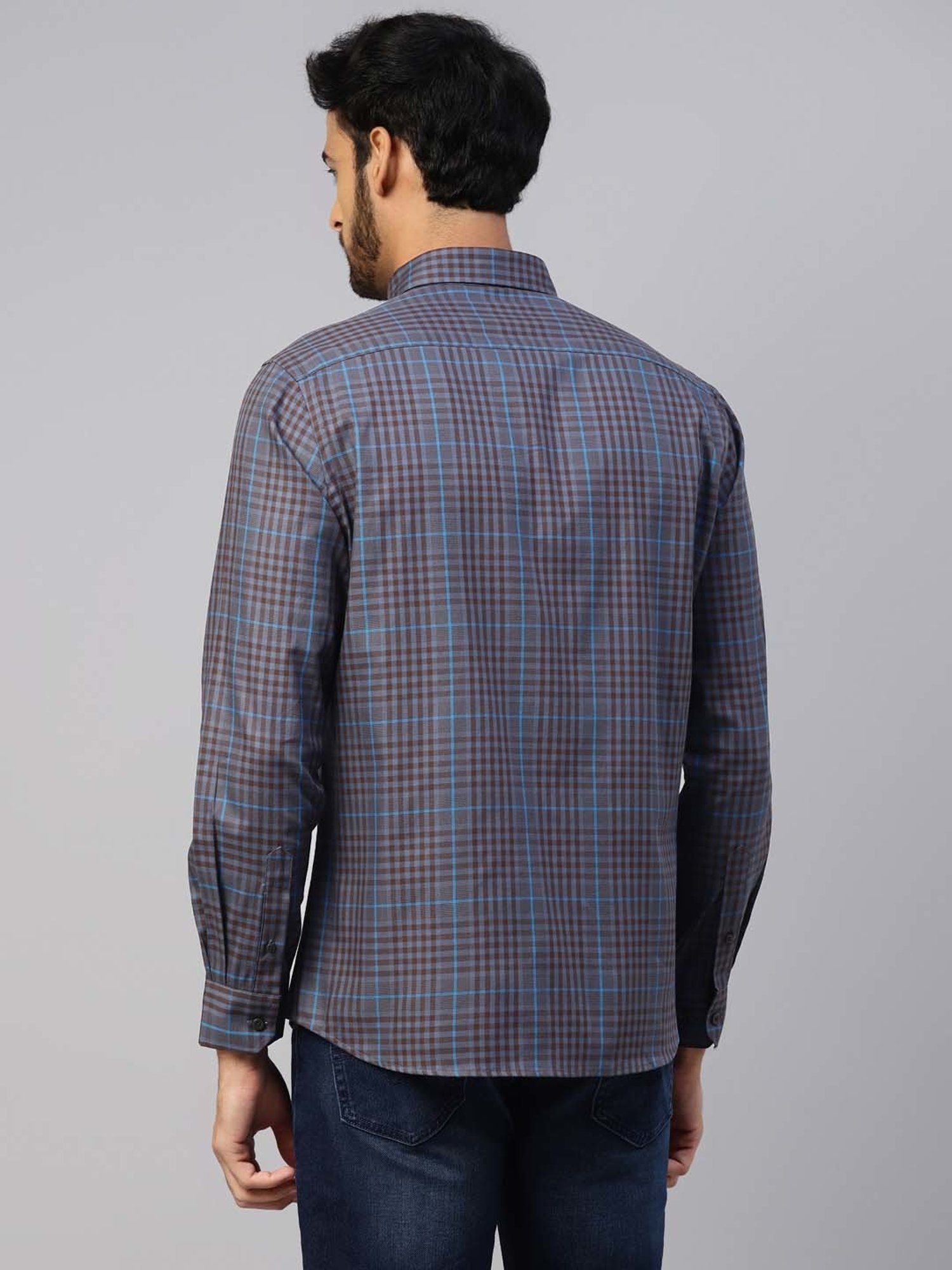 Don Vino Grey Slim Fit Check Shirt