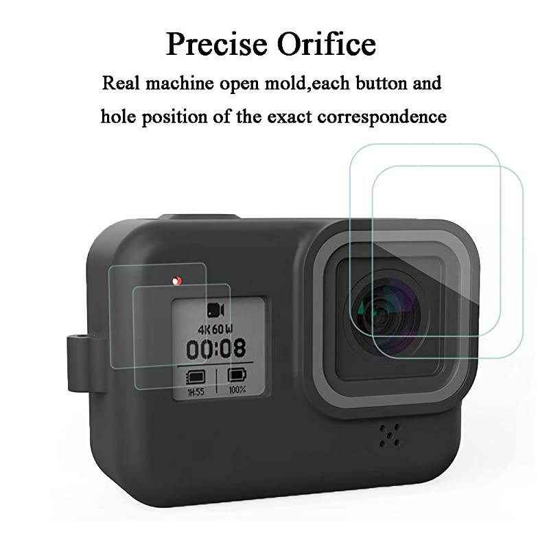 Protective Housing Case for Gopro Hero 8 Black Action Camera, Ultra-Thin Soft Dust-Proof Anti-Fall Skin Cover with Lanyard and Lens Film Accessories.