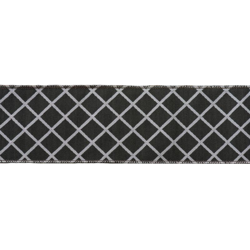 Vickerman 4" x 30ft Silver Diamond Jacquard Ribbon