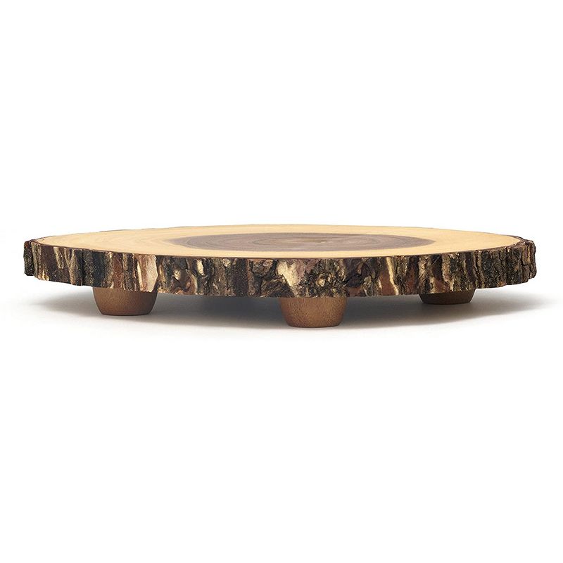 Lipper International 1010 Handcrafted Acacia Tree Bark Footed Server Platter for Cheese, Crackers, and Hors D'oeuvres, Small