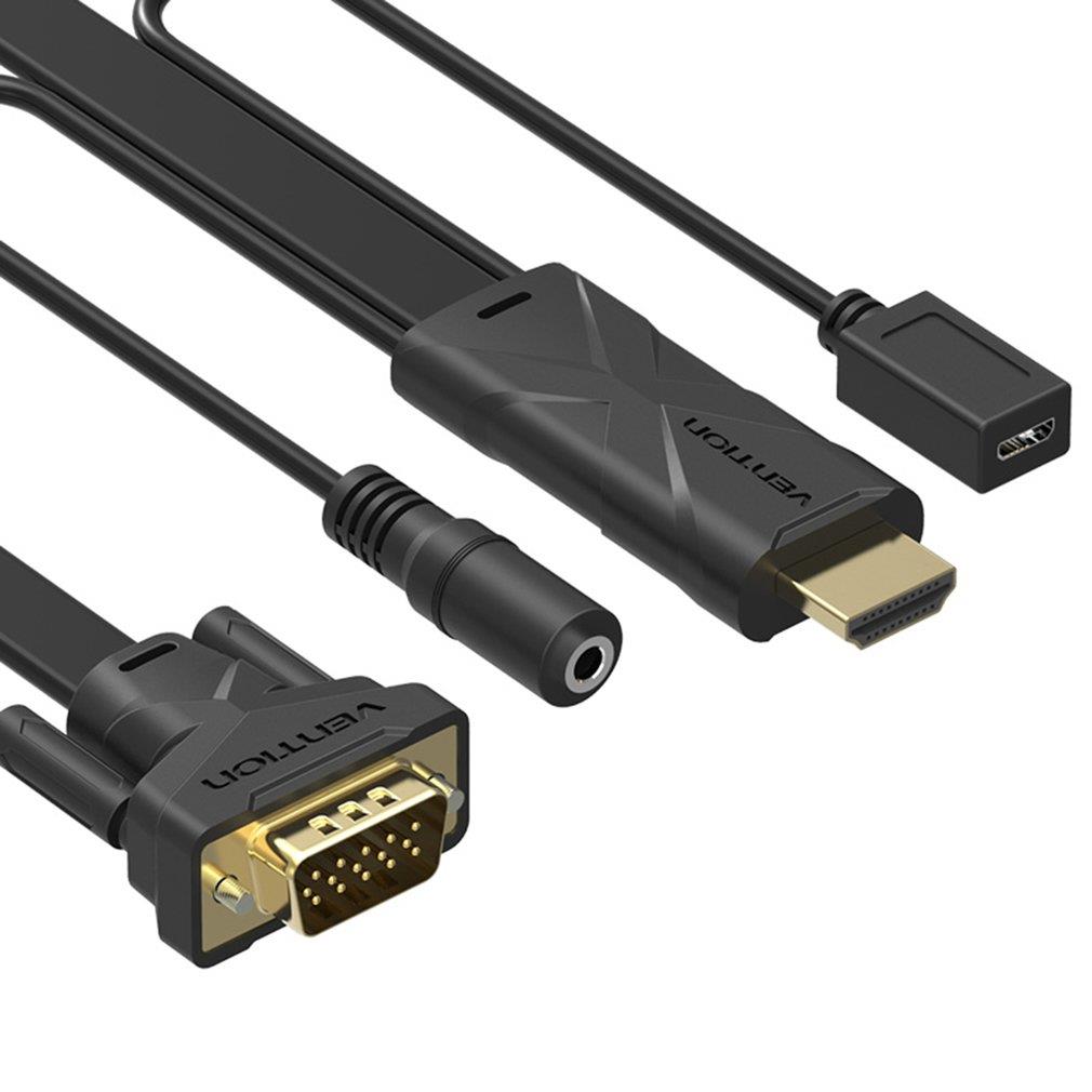 Vention HDMI To VGA Converter Cable With 3.5mm Audio HDMI VGA Adapters ABCBG black 1.5m