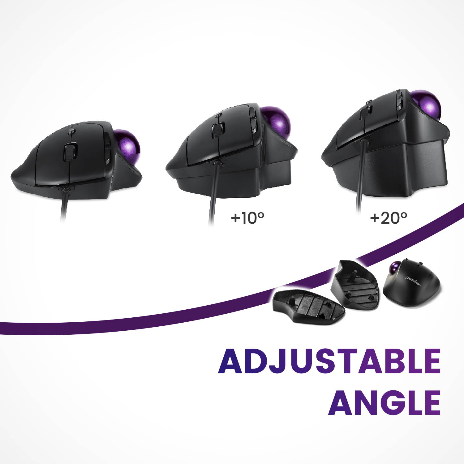 Perixx PERIMICE-520 Wired USB Ergonomic Trackball Mouse, Adjustable Angle, 8 Button Design, Black