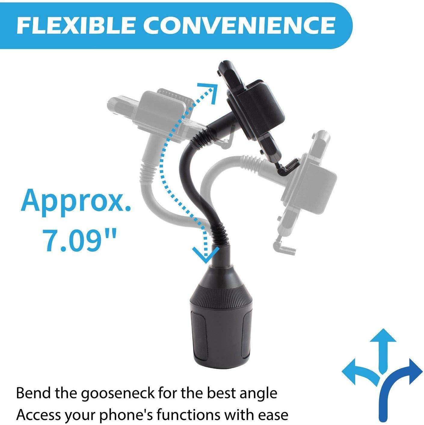 Cup Car Phone Holder, Insten 360 Degree [One Button Release] Long Gooseneck Cup Holder Car Mount Compatible with iPhone 11/11 Pro/ 11 Pro Max/XS/XS MAX/XR/X/8/8+/7/7+, Galaxy S10/S9/S8/Note 9