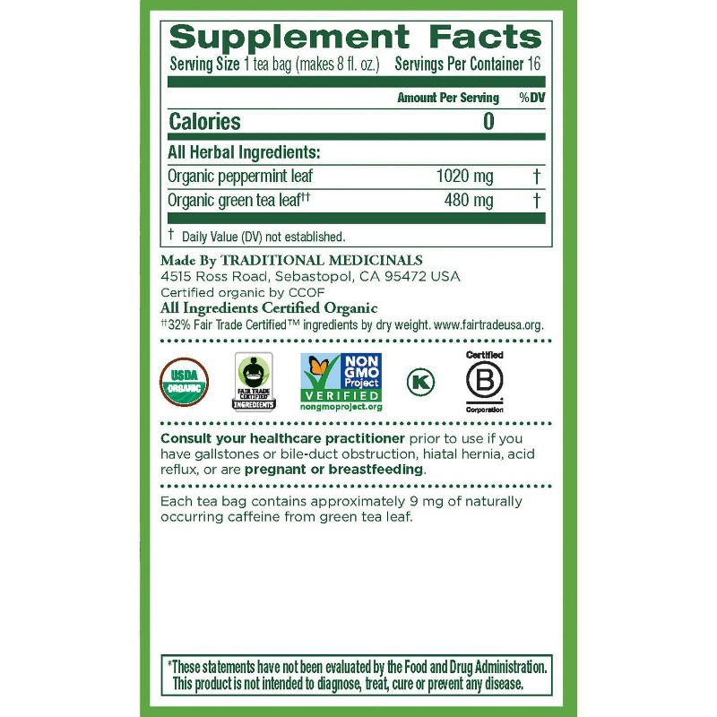 Traditional Medicinals Organic Green Tea Peppermint - .85oz