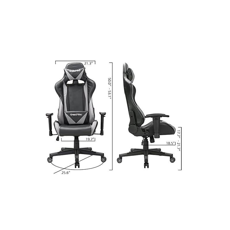 Back PU Leather Swivel Gaming Chair with Adjustable Lumbar Support Headrest Footrest Video Game Chair Racing Office Chair (Bule)