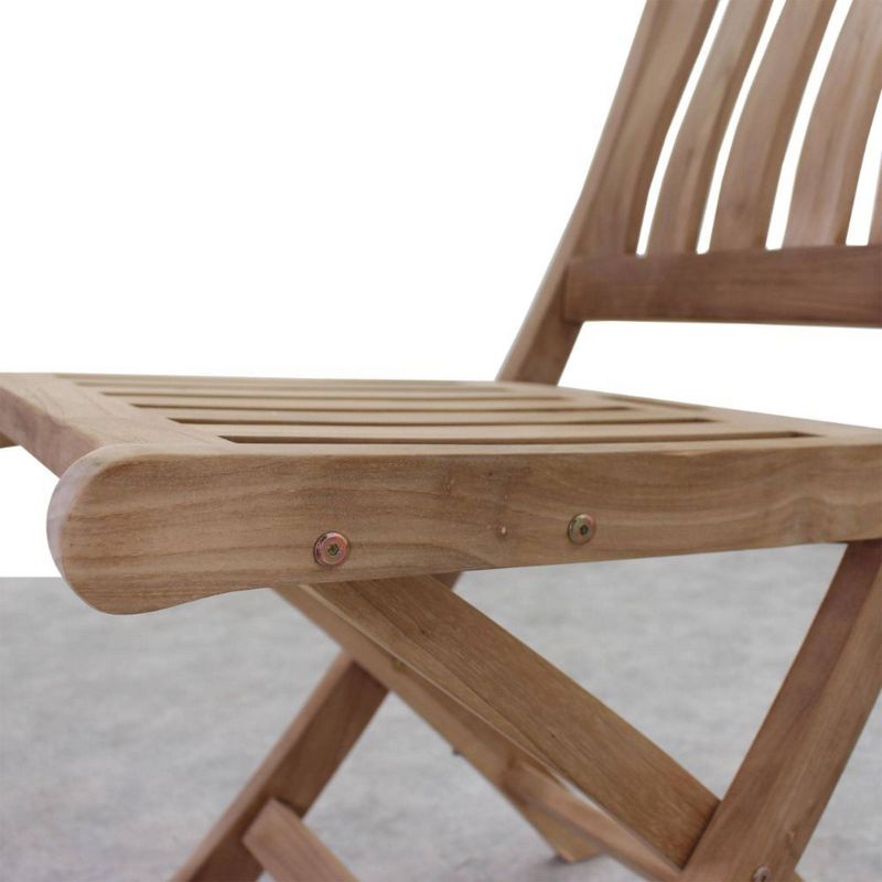 Heritage 3pc Teak Folding Armless Bistro Set - Natural - Courtyard Casual