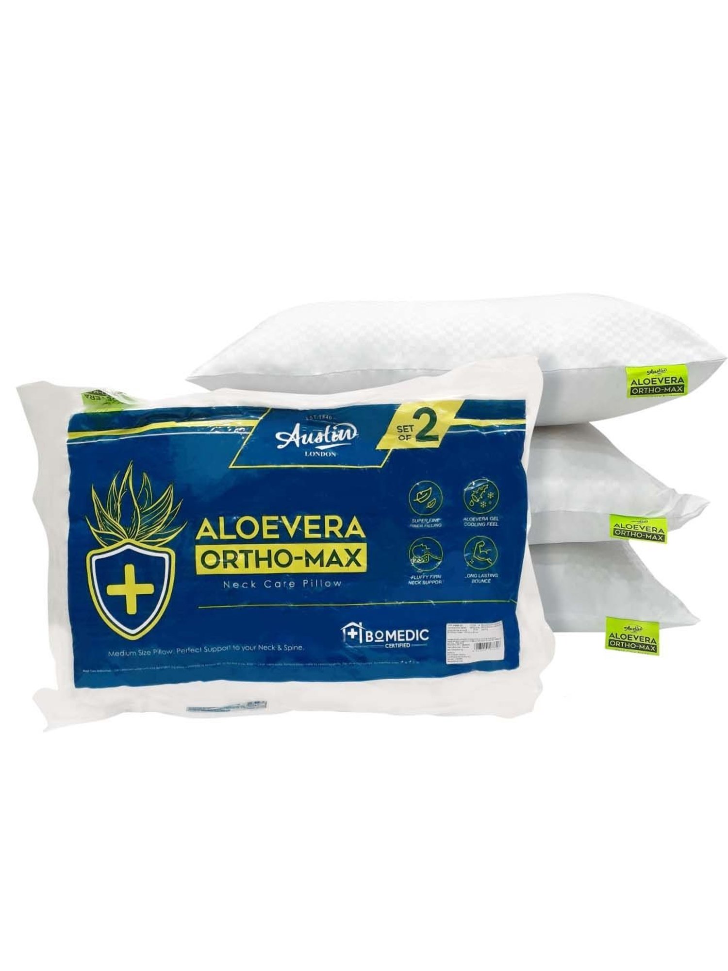 The White Willow Black Orthopaedic Mid Backrest Memory Foam Pillow - Set of 1