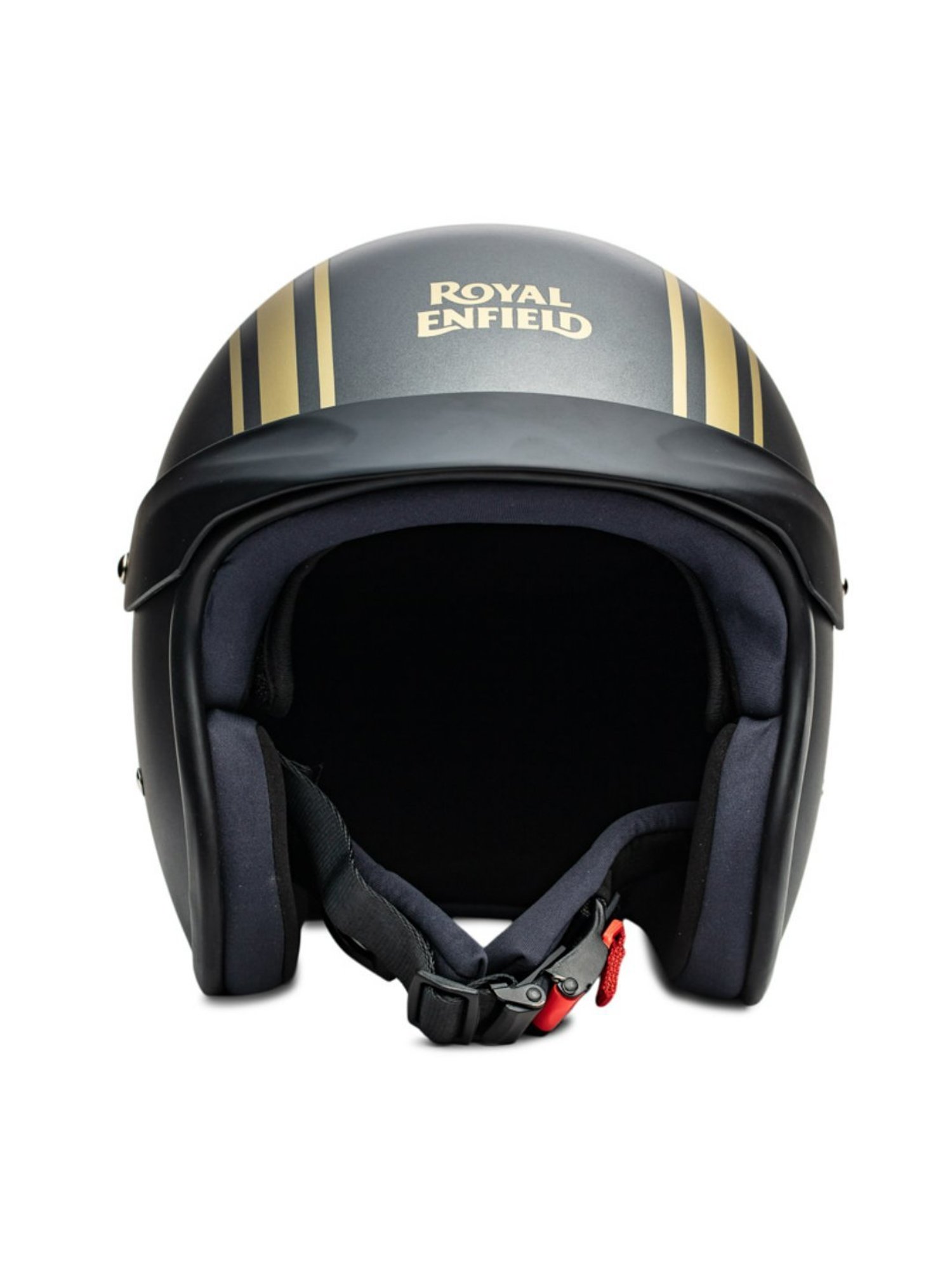 Royal Enfield Athena Grey Striped Open Face Helmet - M