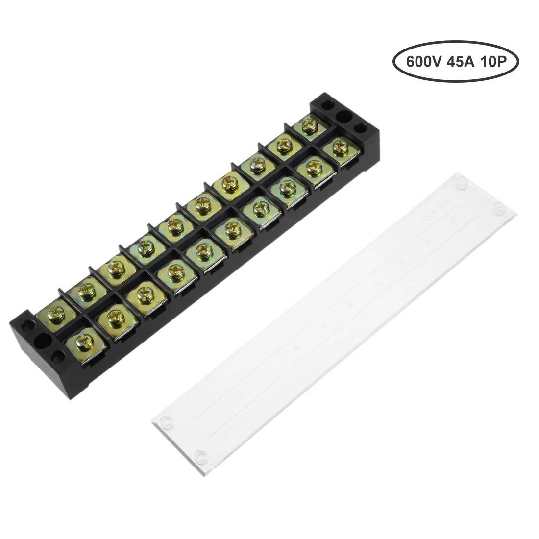 4Pcs Dual Rows 10 Positions 600V 45A Cable Barrier Block Terminal Strip TB-4510L