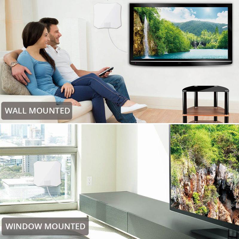 Antop AT-132 Indoor TV Antenna - 30 Mile - Super Slim 0.02" - Piano White - Table Stand - 10ft Cable - 4K UHD Ready