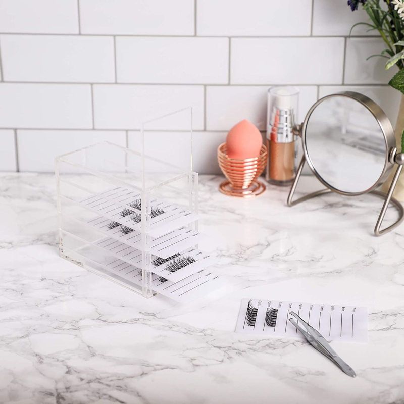 Juvale Acrylic 5 Layer Clear Eyelash Storage Box, Organizer (4.5 x 3.5 in)