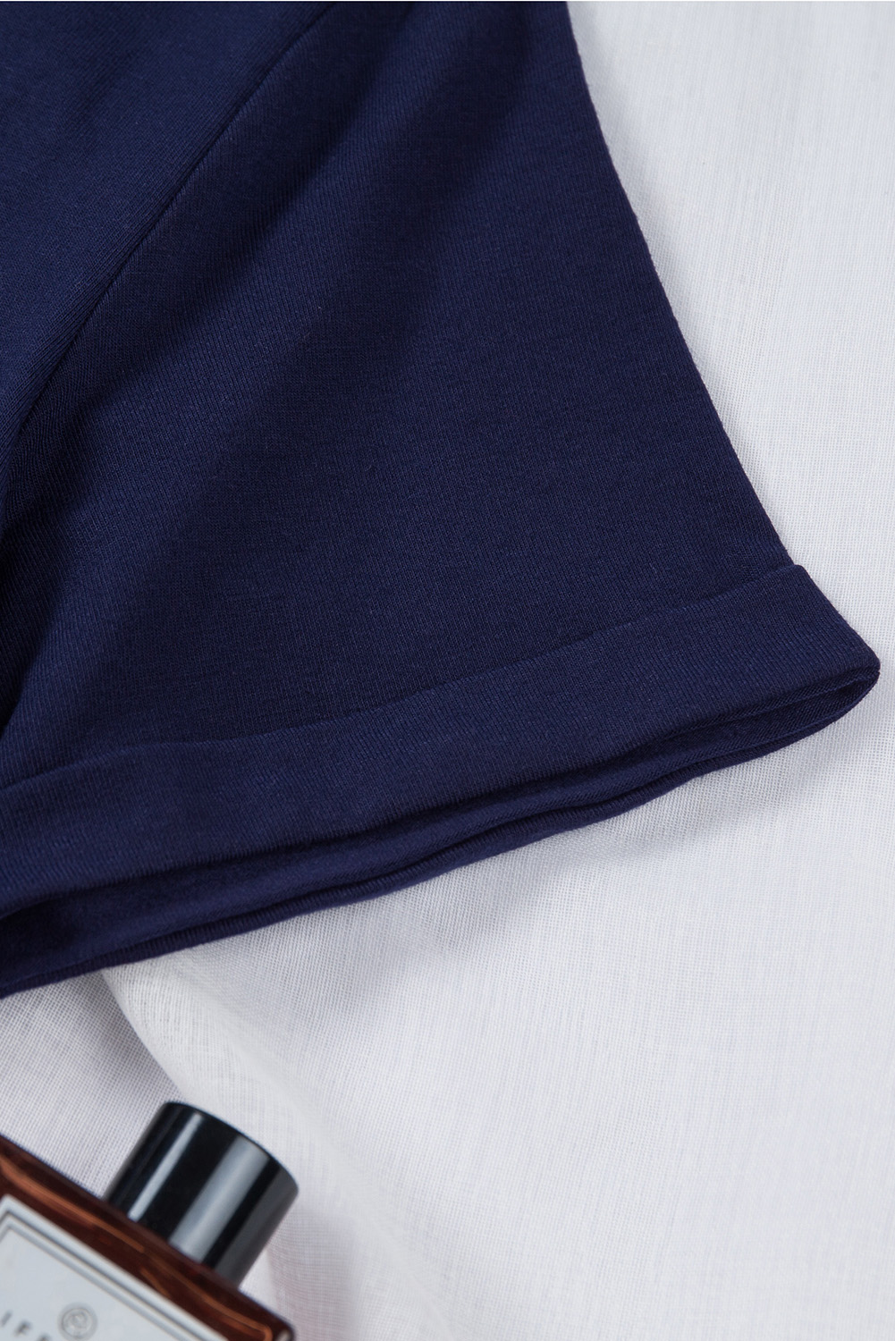 Blank T Shirt - Dark Blue Casual Solid Color Crew Neck Tee Customized