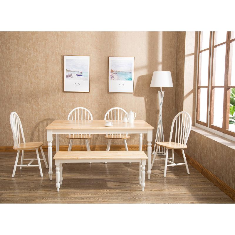 6pc Farmhouse Dining Set Wood/White - Boraam