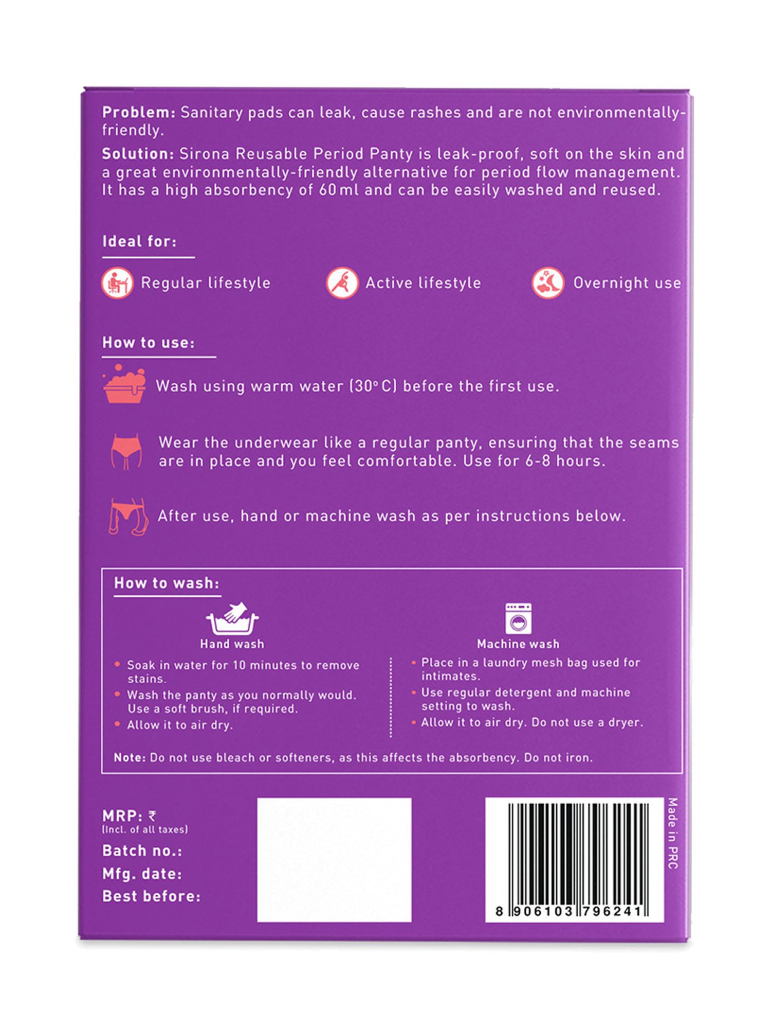 Sirona Reusable Period Panty - Extra Large