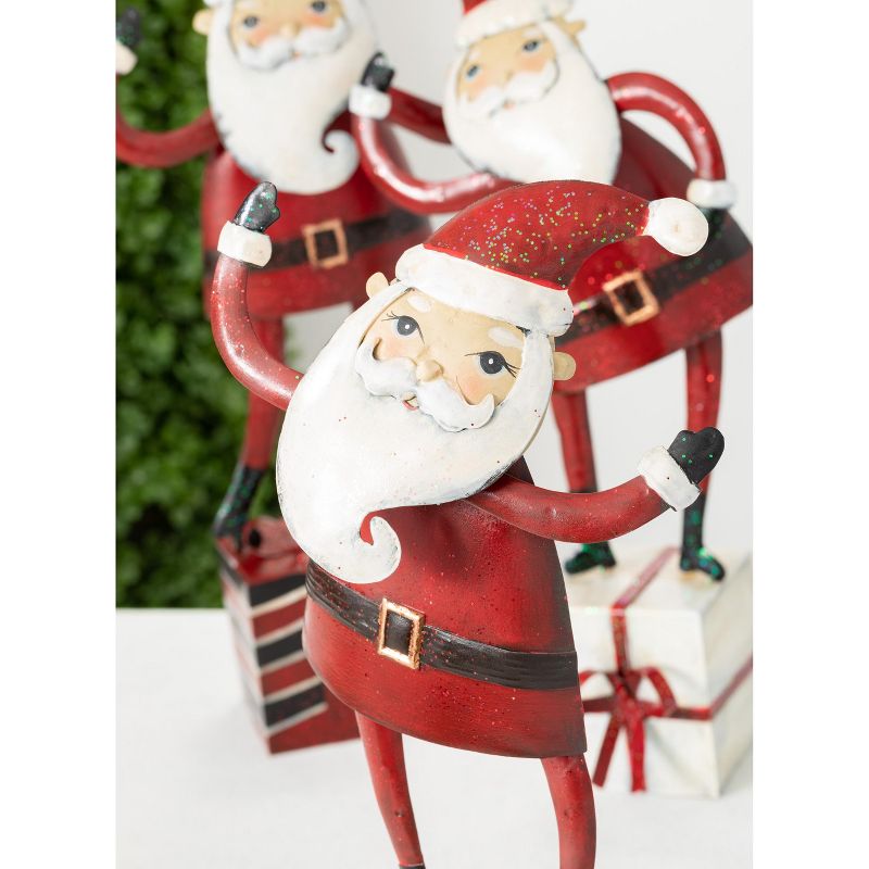 Sullivans Santa with Gift Iron Novelty Set of 3, 13.5"H, 13.5"H & 13"H Multicolored