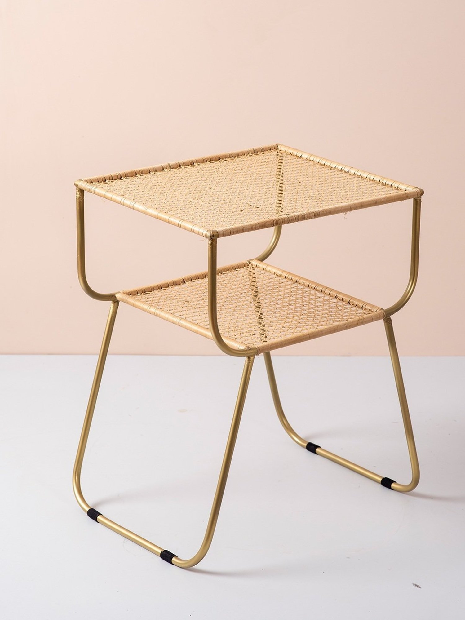 Netroots Printed Gold Iron 2 Tier Magazine Coffee Table