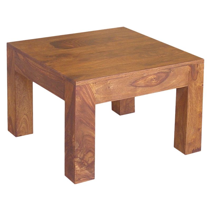 Handcrafted Medium Cube Square Table - (16H X 23.5W x 23.5D) - Natural - Timbergirl