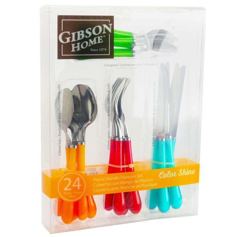 Gibson Home Color Shine 24 Piece Stainless Steel Flatware Set