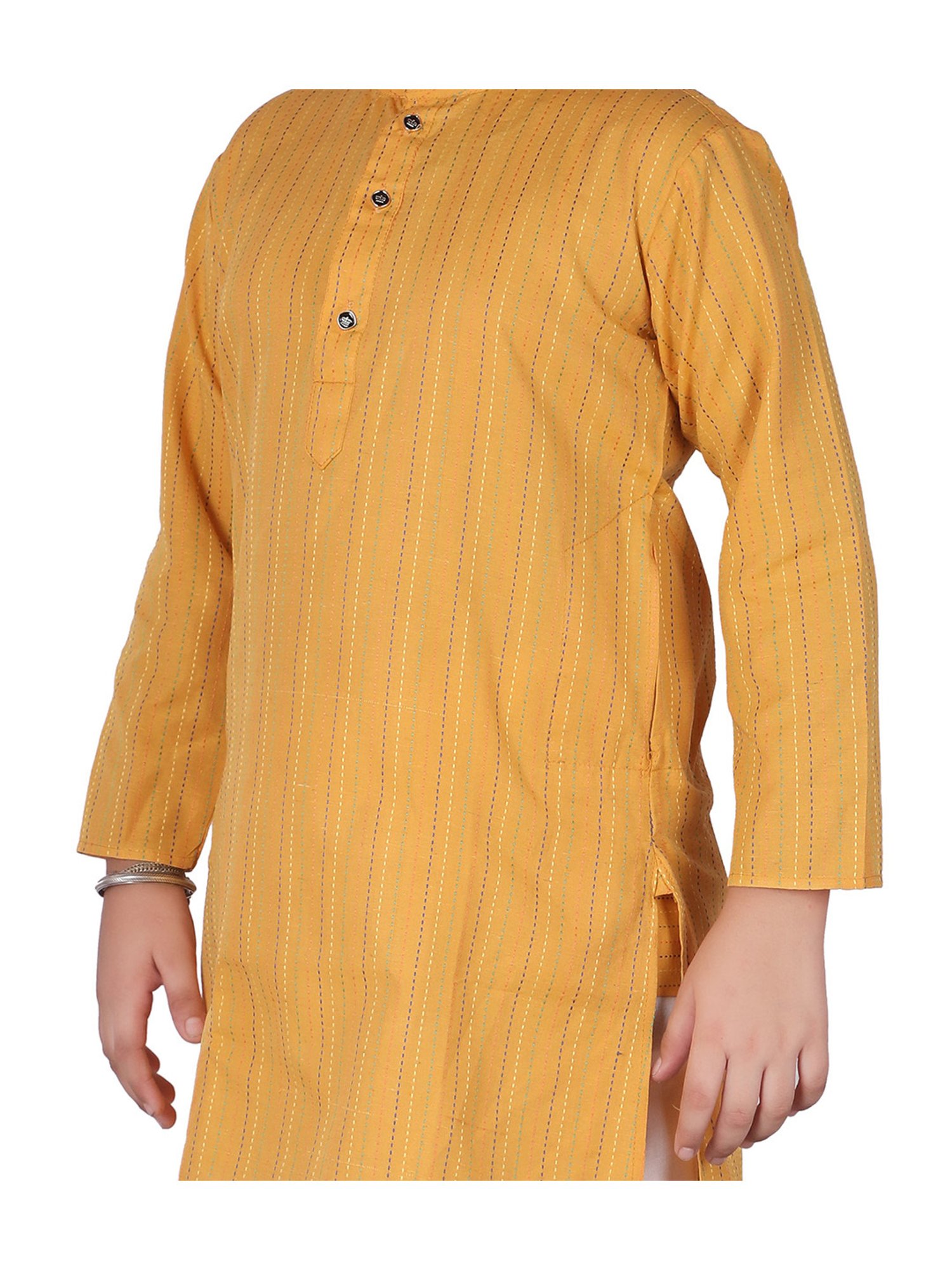 Pro-Ethic Style Developer Kids Yellow & White Printed Full Sleeves Kurta with Pyjamas