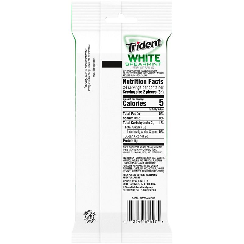 Trident White Spearmint Sugar-Free Gum - 48ct