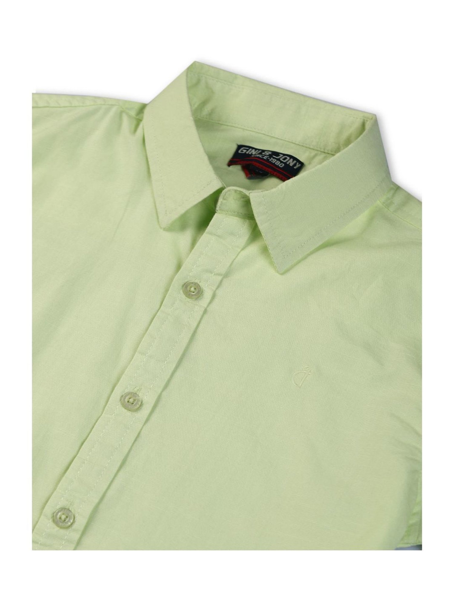 Gini & Jony Kids Green Cotton Regular Fit Shirt